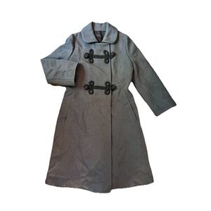 VTG ILGWU Gray Wool Classic Old Money Double‎ Breasted  1950s-60s MCM Womens S